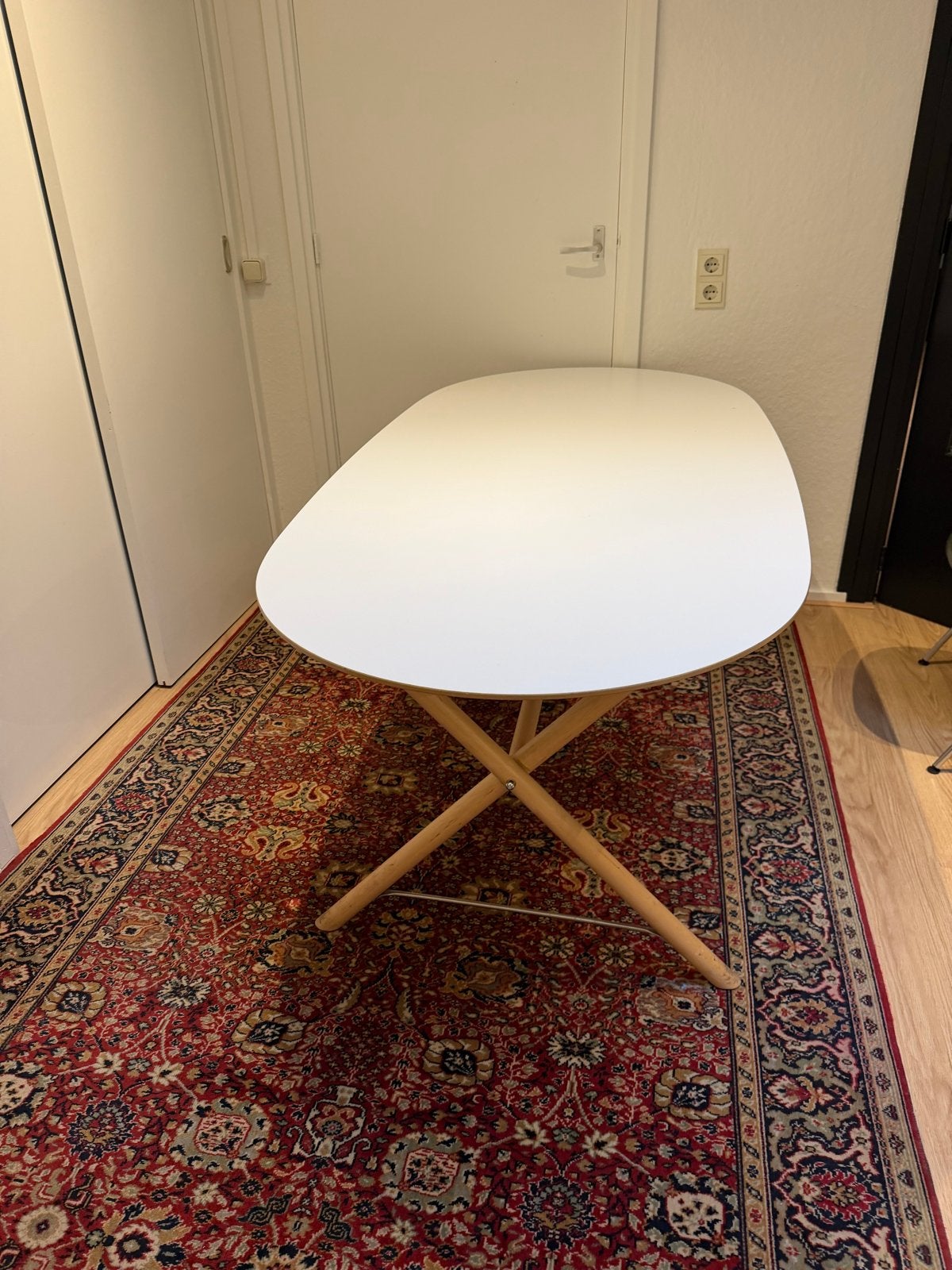 IKEA Eettafel - Wit blad met houten onderstel IKEA DALSHULT, Ophalen, Gebruikt, 100 tot 150 cm, 50 tot 100 cm