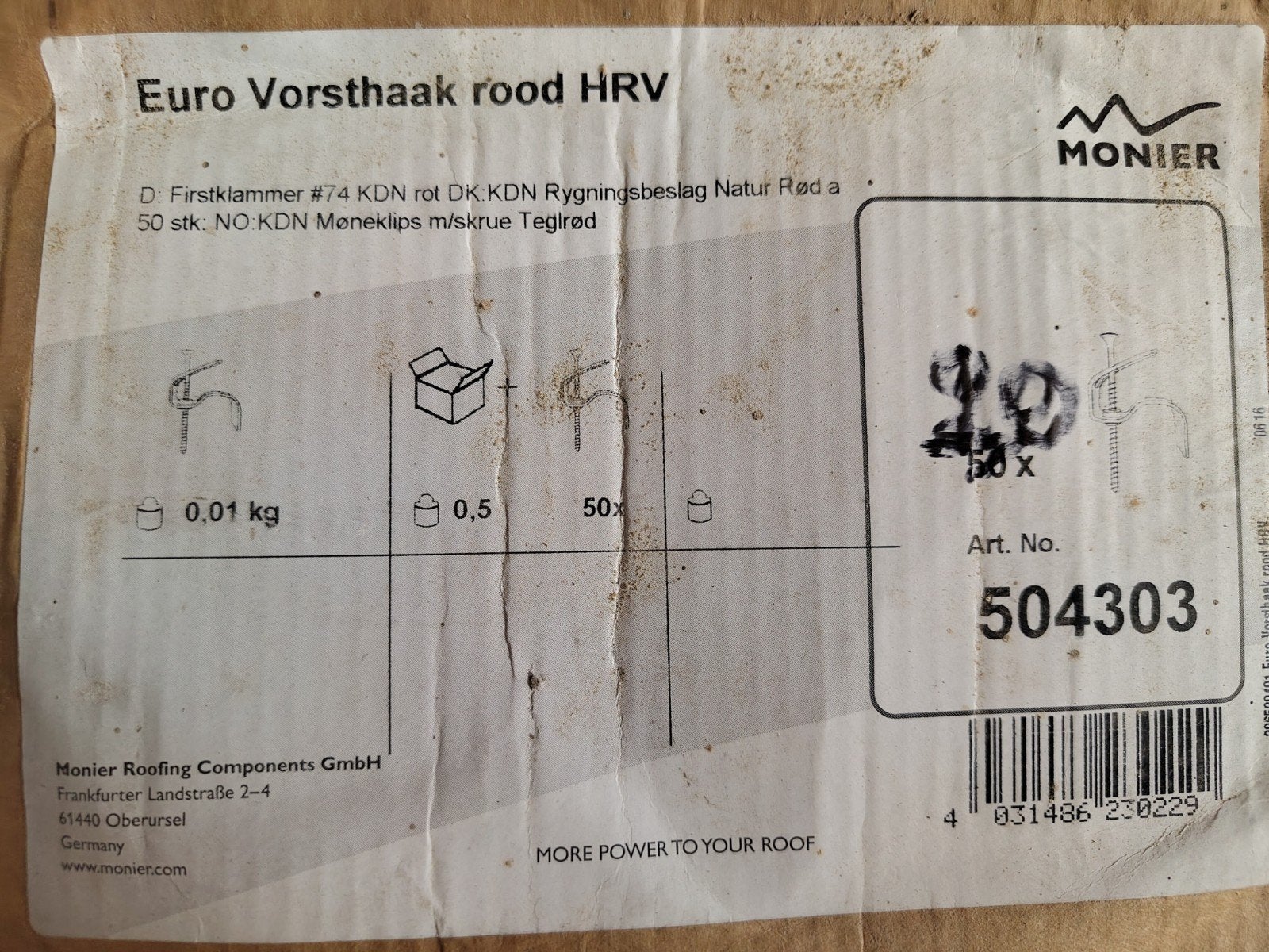 Monier Euro Vorsthaak rood 20st., Ophalen of Verzenden, Zo goed als nieuw