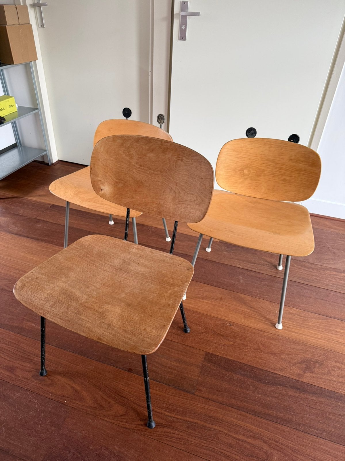Mid Century Gispen 116 Stoel, Huis en Inrichting, Stoelen, Zo goed als nieuw, Drie, Hout, Bruin, Ophalen