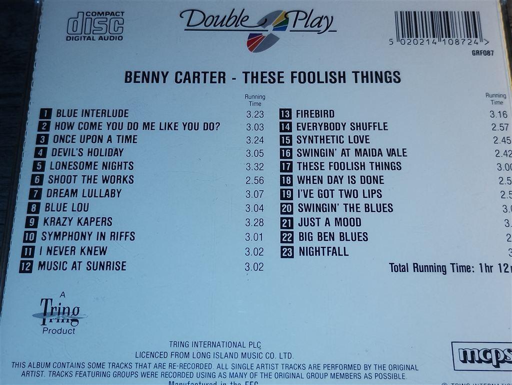 Benny Carter - These Foolish Things, Ophalen of Verzenden, Zo goed als nieuw, Jazz