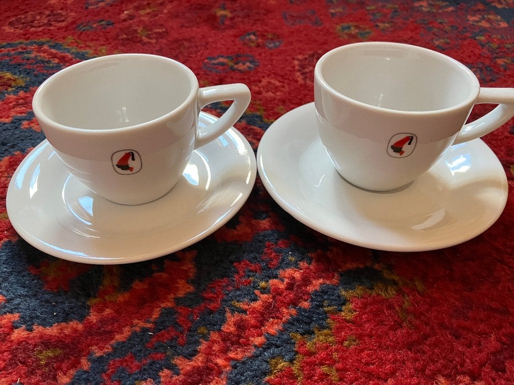 twee koffiekopjes Julius Meinl vintage met embleem, Huis en Inrichting, Keuken | Servies, Ophalen of Verzenden, Zo goed als nieuw