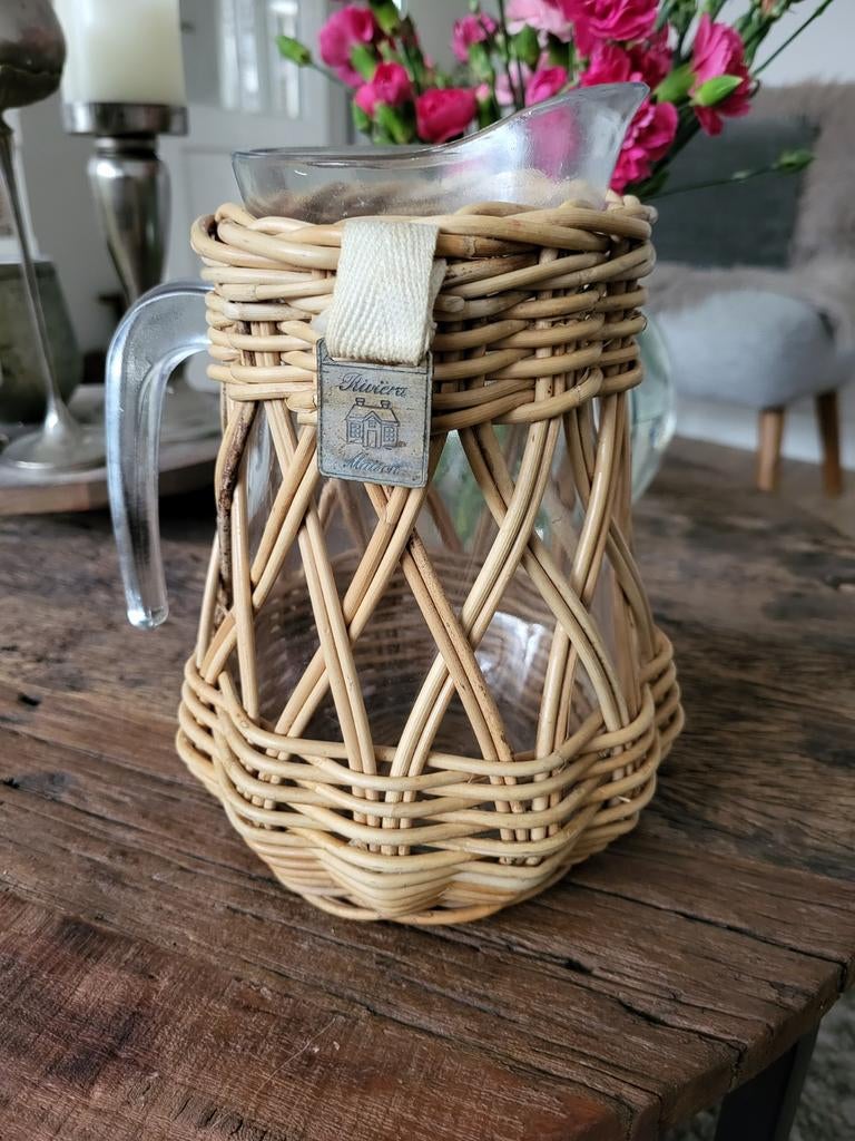 Waterkan Riviera Maison rattan, Overige typen, Ophalen of Verzenden, Overige stijlen, Glas