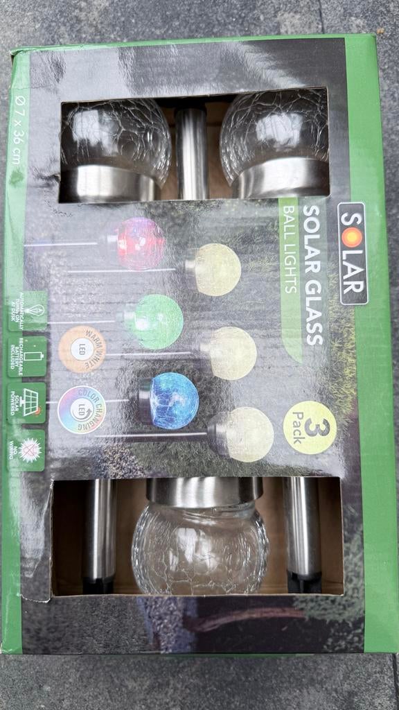 Solar Glazen Bol Verlichting - 3 Stuks, Zonne-energie, Minder dan 50 watt, Overige typen, Nieuw