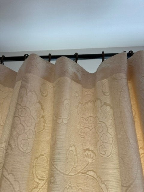 mooie overgordijnen incl. roede, ophangsteunen, ringen 3,5 m, 242 cm, Beige, Zo goed als nieuw, Gordijn