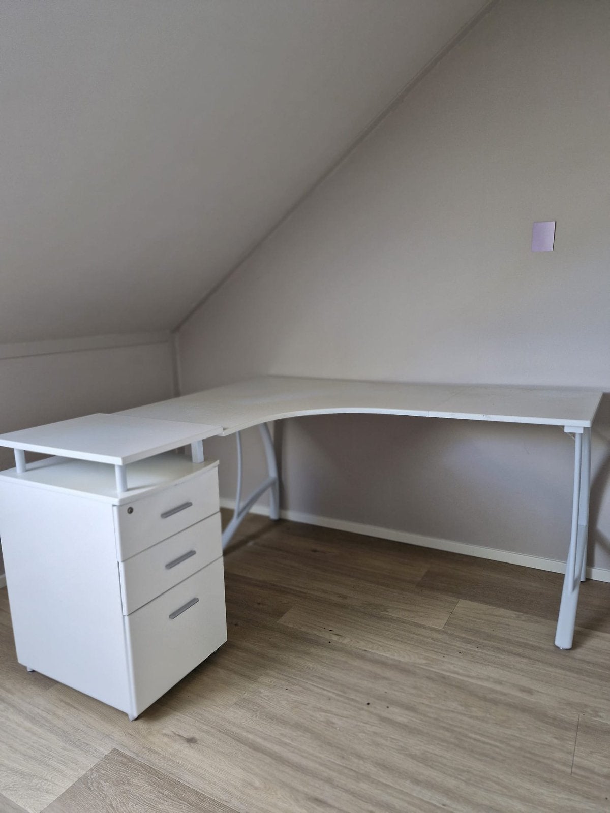 Hoekbureau met ladekastje, Huis en Inrichting, Bureaus, Ophalen, Gebruikt, Wit, Hoekbureau