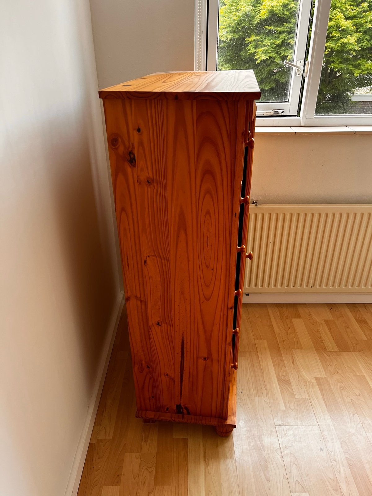 Massief grenen kast met lades en deur, Ophalen, Gebruikt, 100 tot 150 cm, 50 tot 100 cm