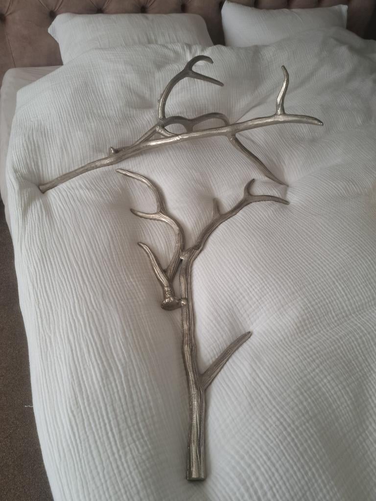 Gewei metaal deco, Ophalen, Metaal, Zilver, Decoratieobject