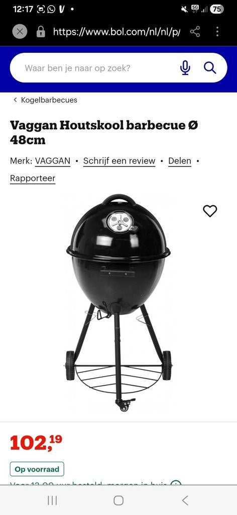 Nieuwe VAGGAN Houtskool BBQ Ei Vorm Ø 48cm, Ophalen of Verzenden, Nieuw, VAGGAN