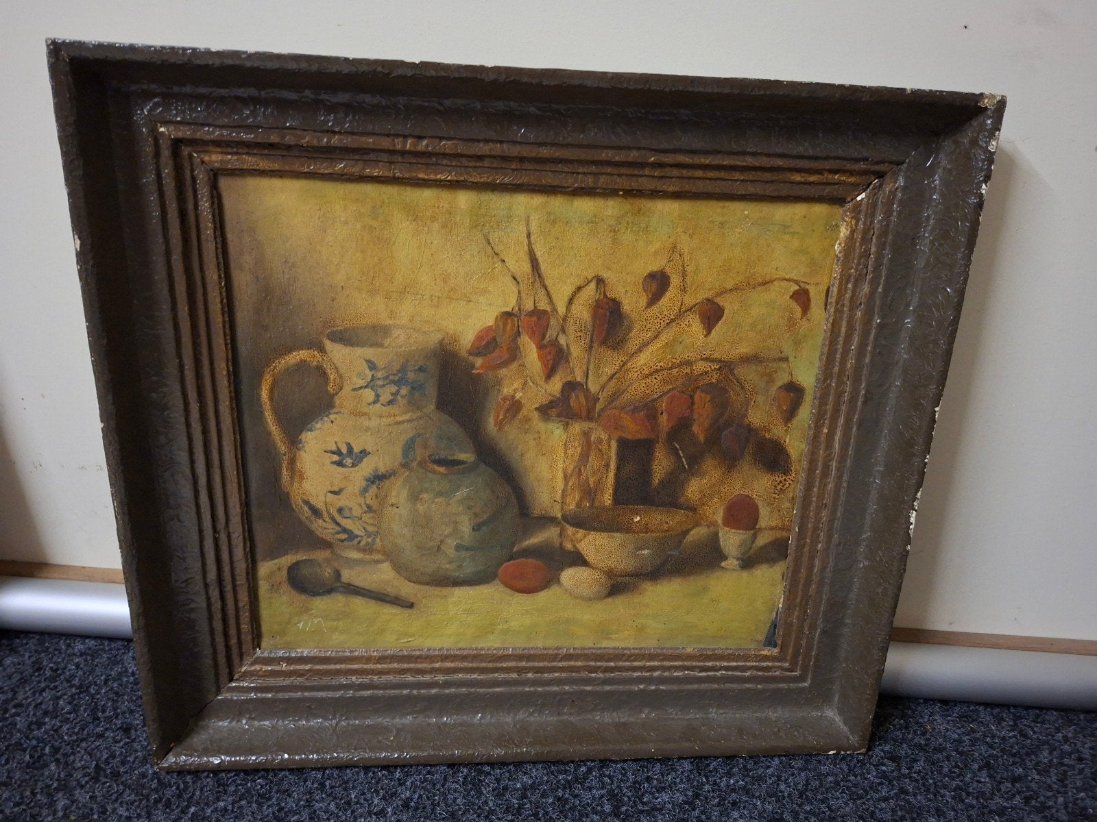 Vintage groot schilderij , oude kunst, Ophalen