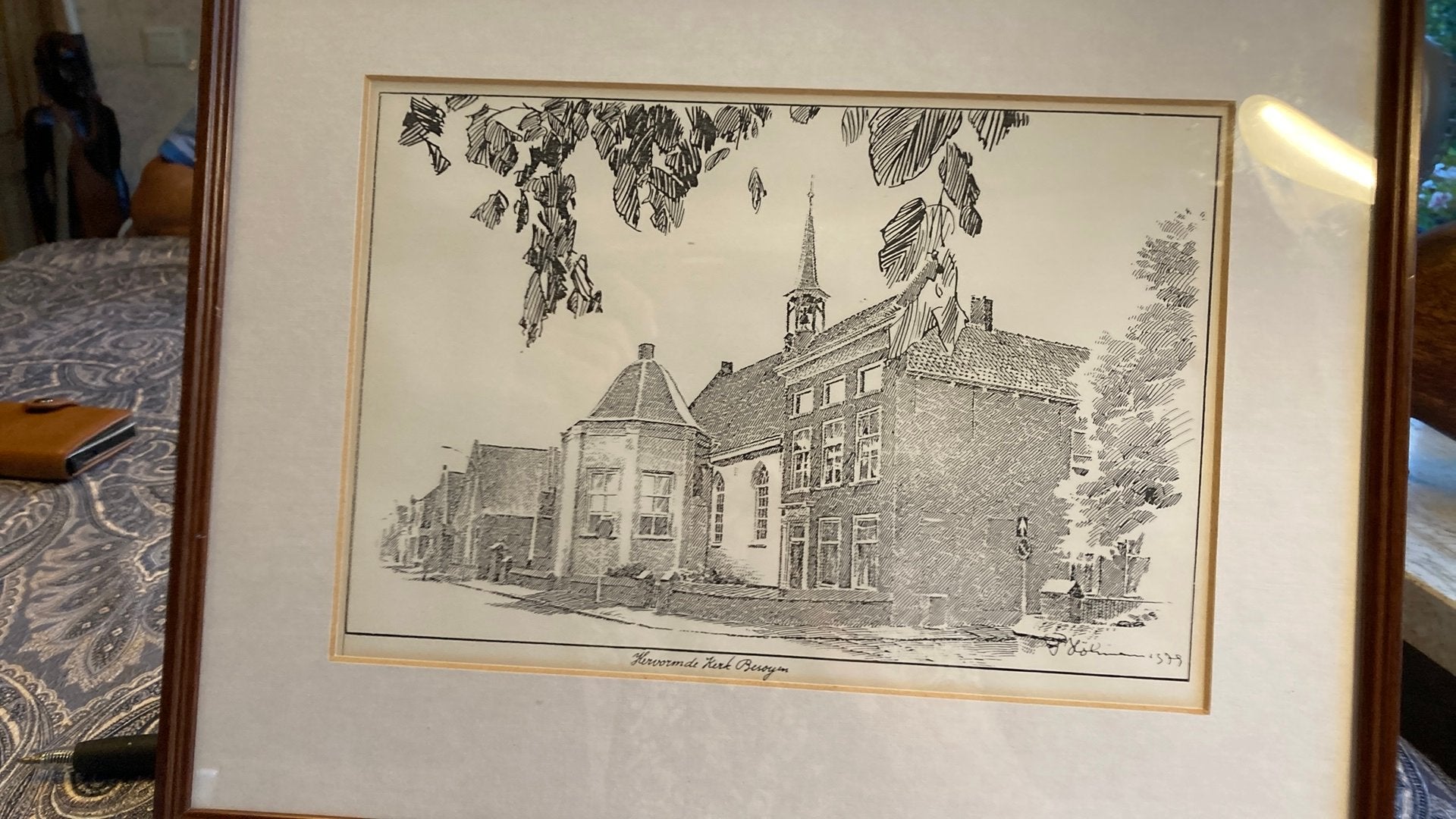 Litho van de Hervormde Kerk te Besoijen (Waalwijk), Antiek en Kunst, Ophalen of Verzenden