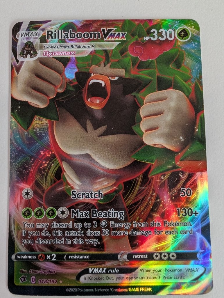 Rillaboom - Vmax #018/192, Hobby en Vrije tijd, Verzamelkaartspellen | Pokémon, Ophalen of Verzenden, Zo goed als nieuw, Losse kaart