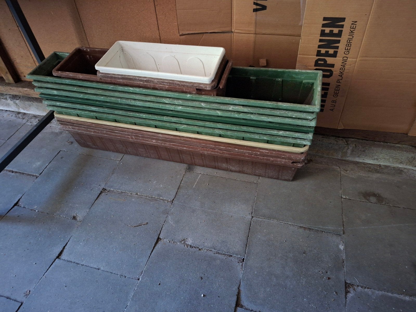 14 Diverse bloembakken €10 samen, Tuin en Terras, Ophalen, Kunststof, Gebruikt, Minder dan 30 cm