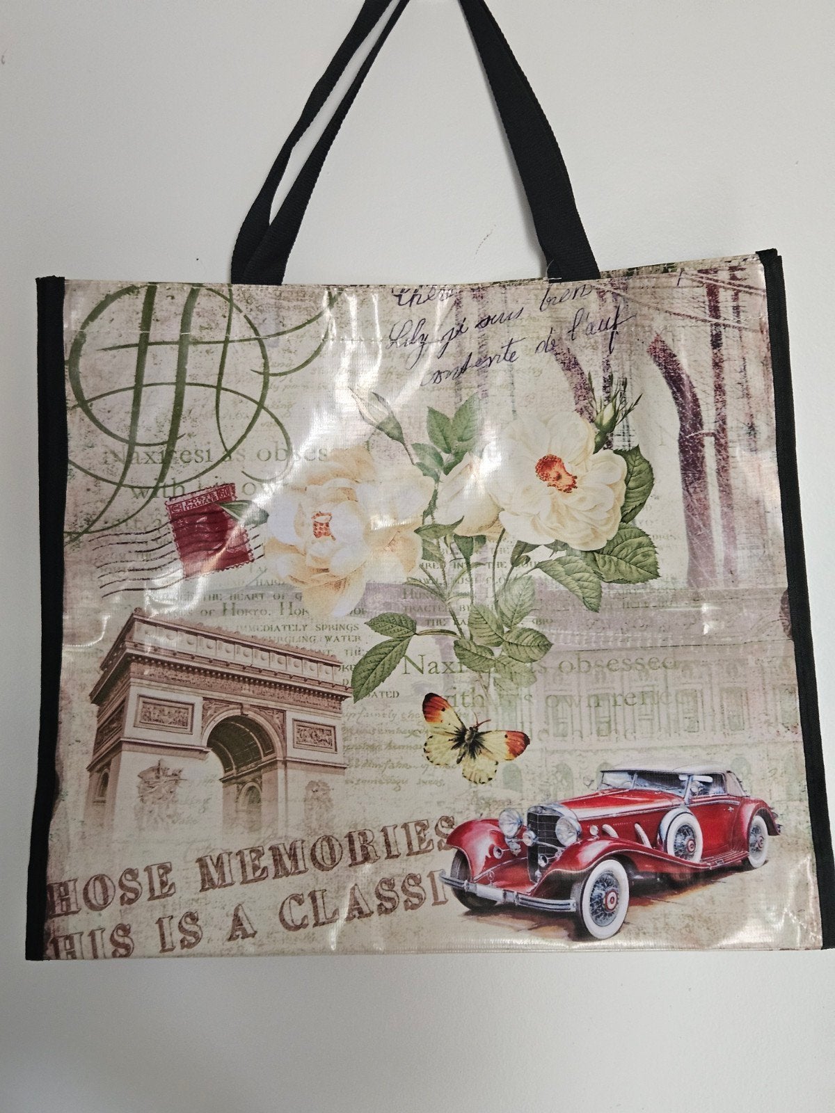 Shopper tas met vintage print - Clayre & Eef, Ophalen of Verzenden, Nieuw, Overige kleuren, Shopper