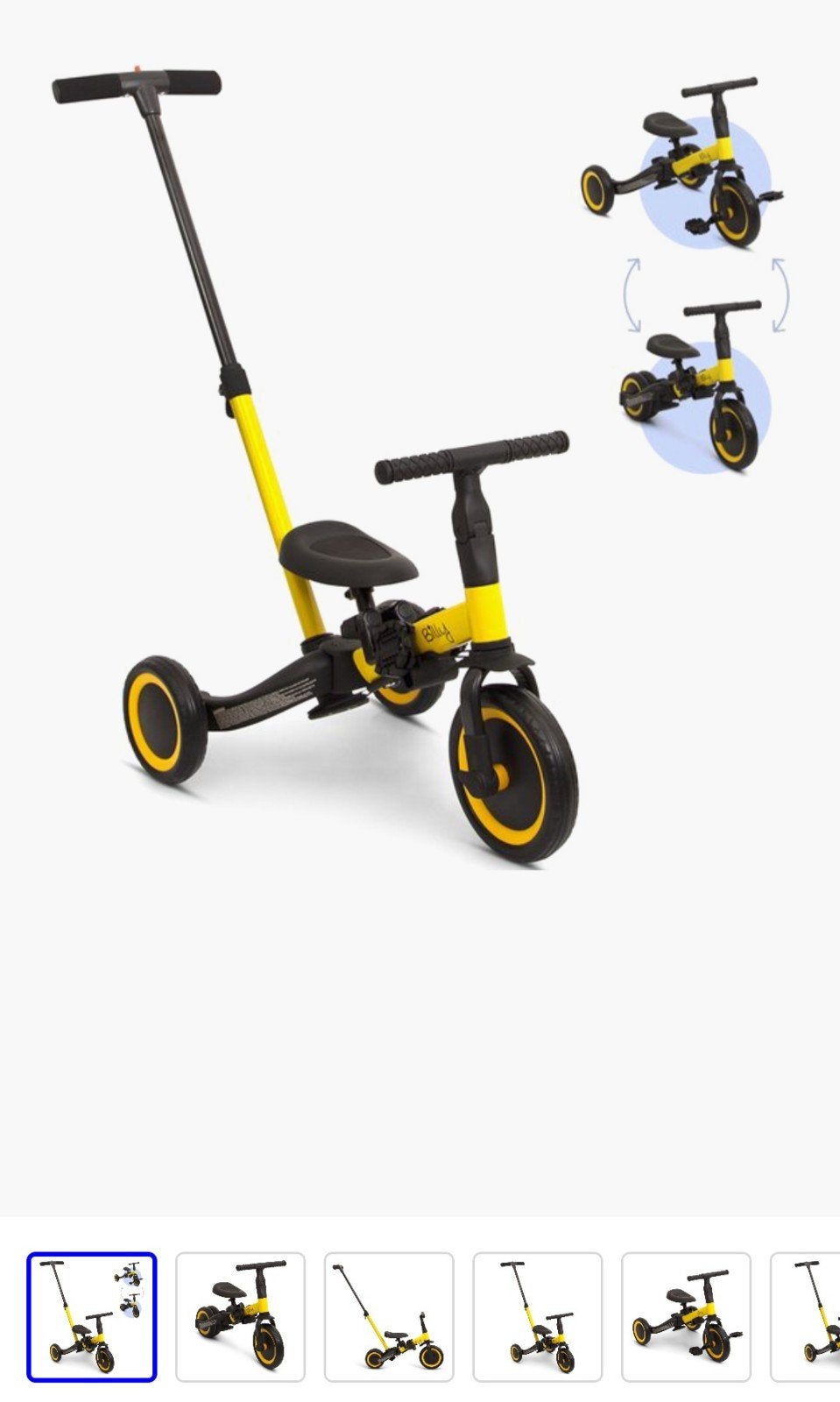 Blauwe kinderfiets met duwstang, Ophalen, Gebruikt, Duwstang