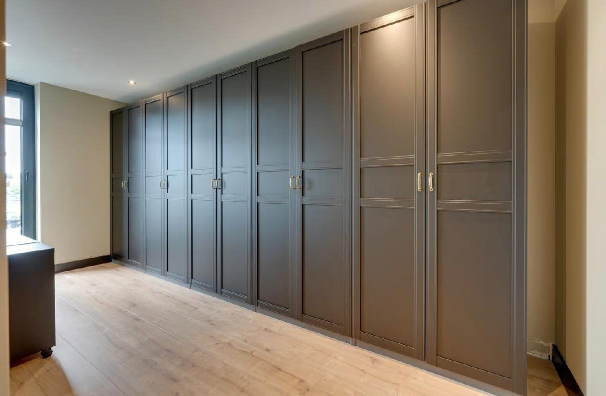 Luxe IKEA PAX kledingkast – donkergrijs – paneeldeuren, Ophalen, Zo goed als nieuw, 50 tot 75 cm, 200 cm of meer