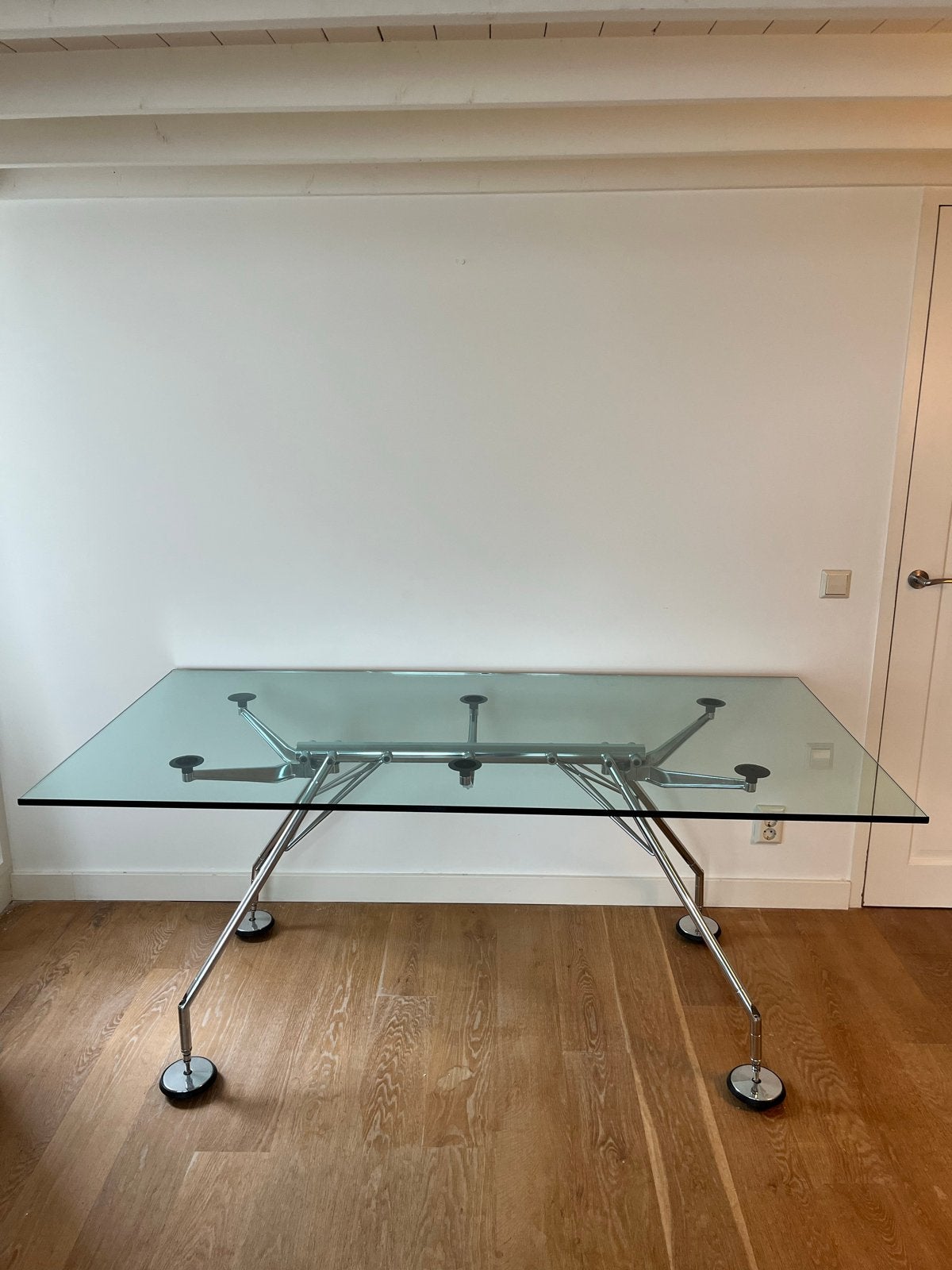 Techno Nomos Tafel - Norman Foster - Vintage Italiaans 80’s, Huis en Inrichting, Ophalen, Gebruikt, 50 tot 100 cm, Glas