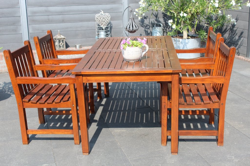 Houten tuinset, Ophalen, 4 zitplaatsen, Gebruikt, Tuinset