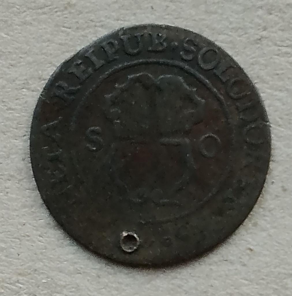 Zwitserland, Solothurn 1/2 batzen? 1793. Gaatje., Ophalen of Verzenden, Overige landen, Losse munt
