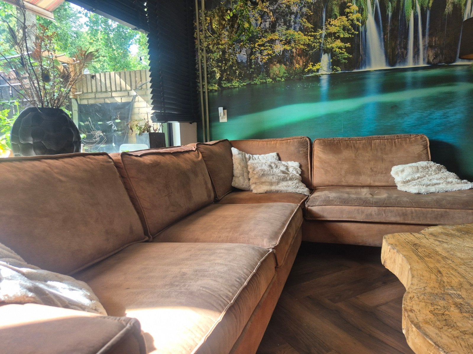 WESTERN LEATHER Hoekbank met lounge - Cognac, Huis en Inrichting, Ophalen of Verzenden, Gebruikt, Leer, Modern, Western
