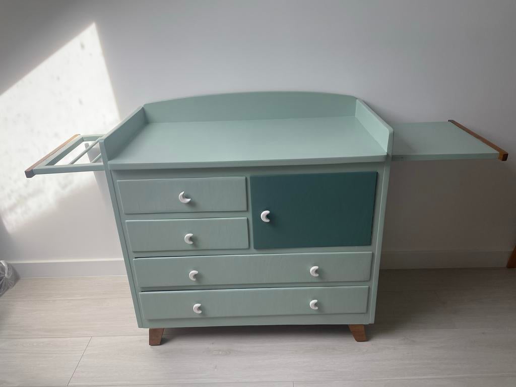 Gerenoveerde Vintage Retro Commode - Little Greene, 50 tot 70 cm, Ophalen of Verzenden, Opstaande rand, 100 cm of meer