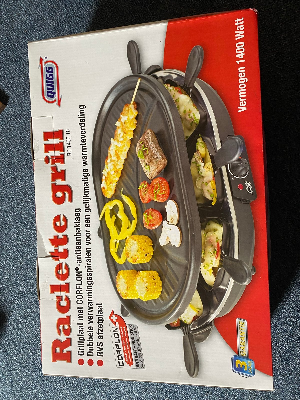 QUIGG Raclette Grill 1400W - Nieuw in doos, Ophalen, Nieuw, 4 t/m 7 personen