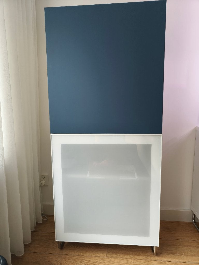 Ikea kast Bestå, wit met blauw, Ophalen, Met deur(en), 50 tot 100 cm, Zo goed als nieuw