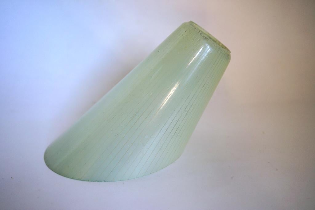 vintage 1x lampenkap schuin jaren 50 crème mat glas streep, Ophalen of Verzenden, Gebruikt, Crème, Overige vormen