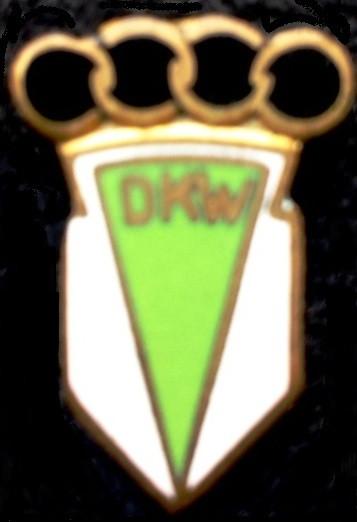 D.K.W. speld in emaille met zwarte ringen, Verzamelen, Verzenden, Nieuw, Transport, Speldje of Pin