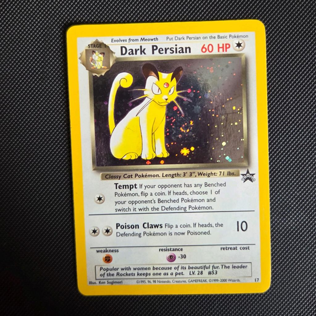 Dark Persian (GD/exc) - WOTC promo met SWIRL, Hobby en Vrije tijd, Verzamelkaartspellen | Pokémon, Ophalen of Verzenden, Zo goed als nieuw