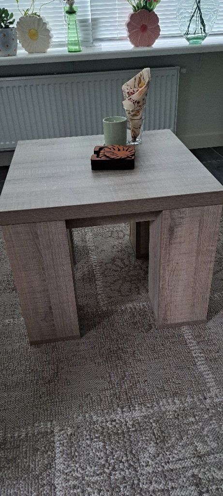 grijs eiken salontafeltje vierkant, Ophalen, Strak, 50 tot 100 cm, 50 tot 100 cm