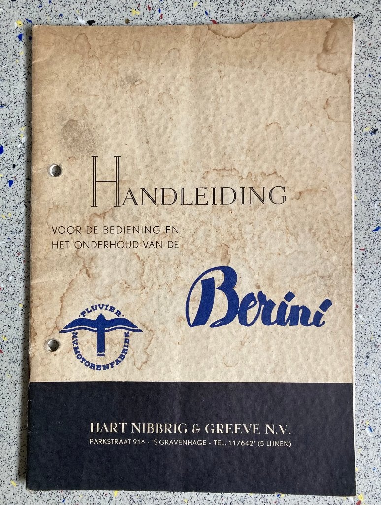 Handleiding  bediening en onderhoud van de Berini ( eitje ), Verzenden, Gebruikt