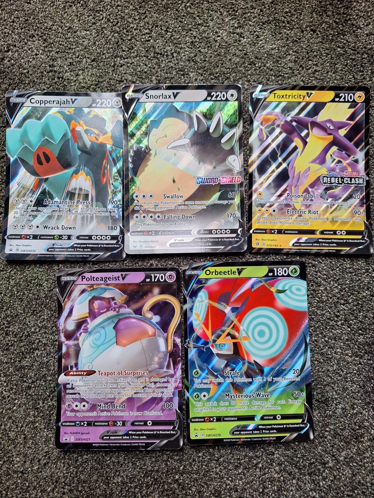 5x Bespeelde Pokémon V-kaarten, groot formaat, Ophalen of Verzenden, Gebruikt, Losse kaart