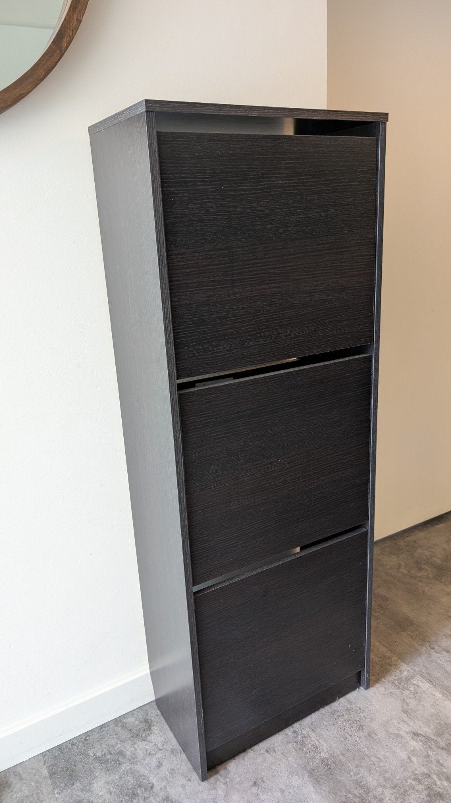 Ikea schoenenkast met 3 vakken, donkerbruin, Huis en Inrichting, Kasten | Schoenenkasten, Ophalen of Verzenden, Zo goed als nieuw