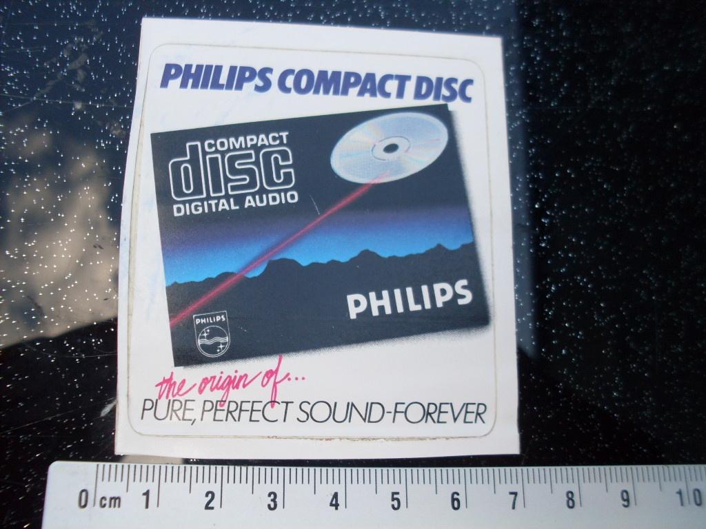 sticker philips compact disc logo cd pure perfecte sound, Verzamelen, Stickers, Verzenden, Zo goed als nieuw, Merk