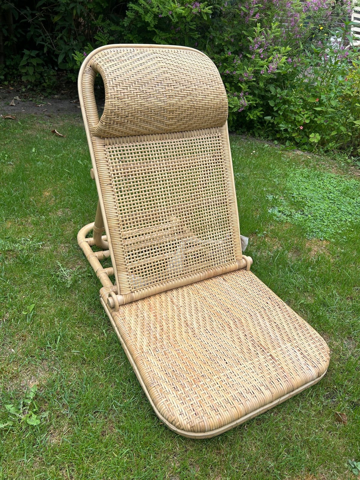 Rotan strandstoel / ligstoel - opvouwbaar en stevig, Ophalen, Gebruikt, Campingstoel