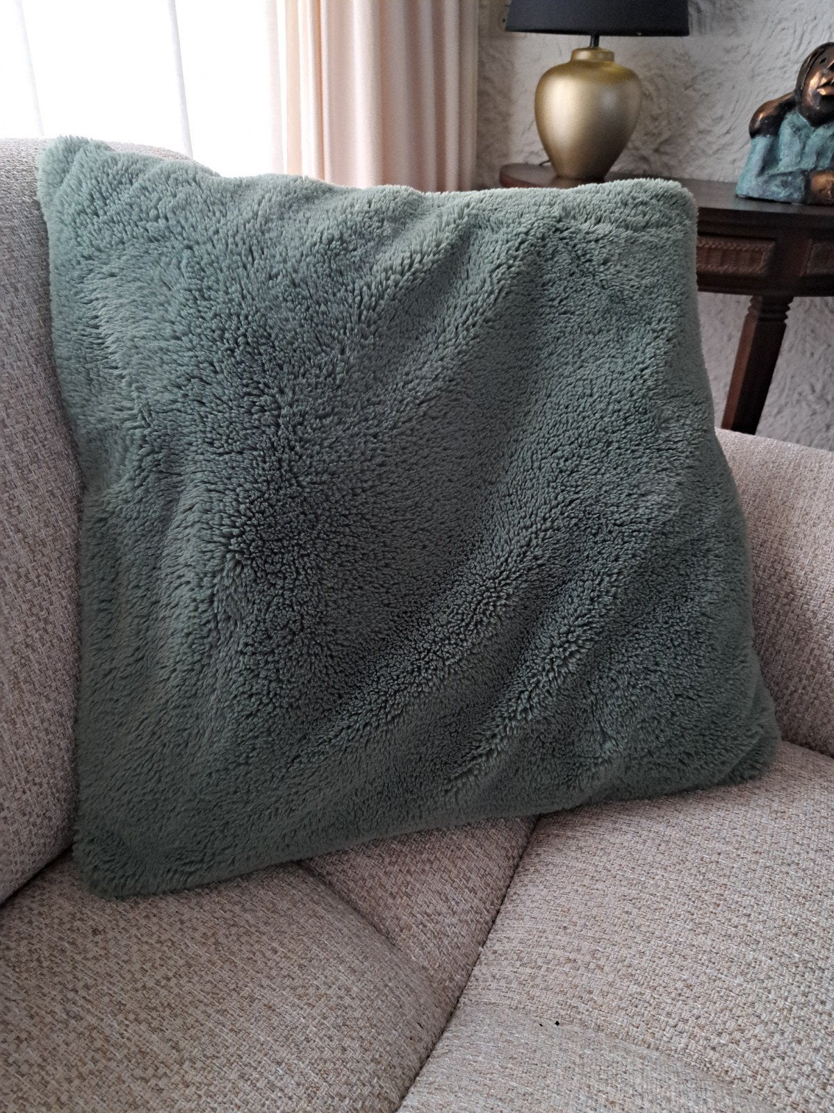 Groen sierkussen 50x50 cm van Rino & Pelle, Overige merken, Vierkant, Ophalen of Verzenden, Zo goed als nieuw