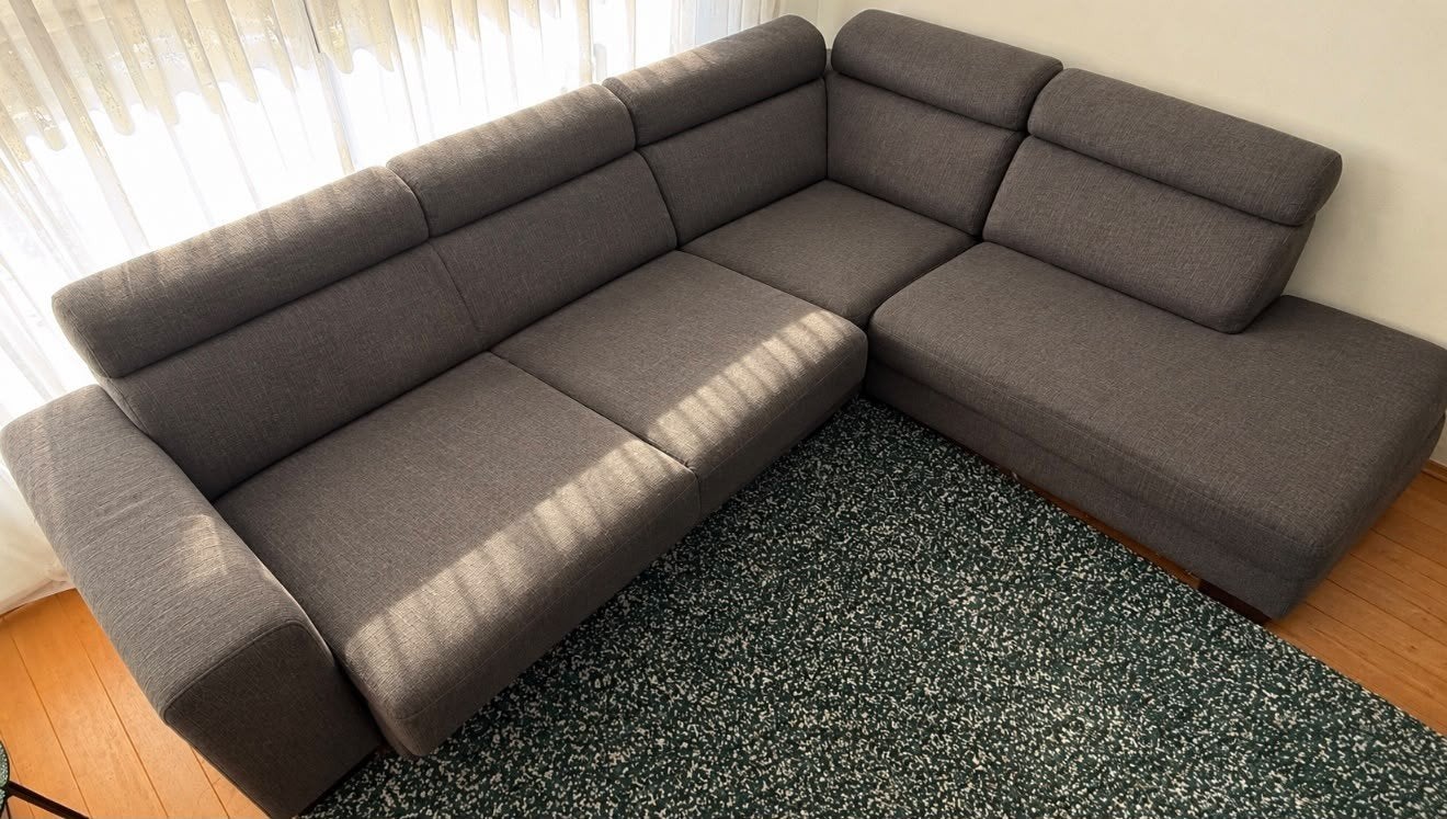 Comfortabele Hoekbank GRATIS - Grijs, in nette staat, Ophalen, Gebruikt, Stof, Modern, Comfortabel