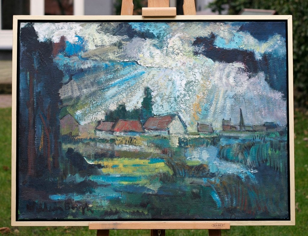 Schilderij Willem Borgh, Krimpen aan de IJssel, 1992, Doek, Expressionistisch, Ophalen of Verzenden, Landschap