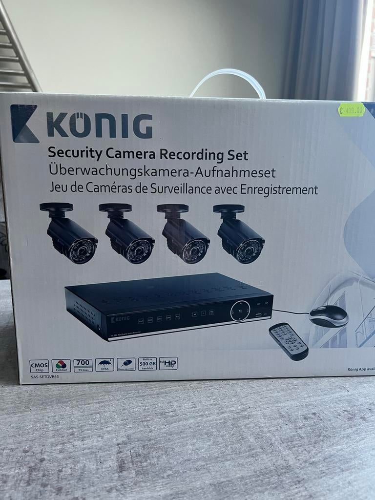 König Camera Systeem - 4 Camera's, DVR, Compleet Pakket, Ophalen of Verzenden, Nieuw, Buitencamera