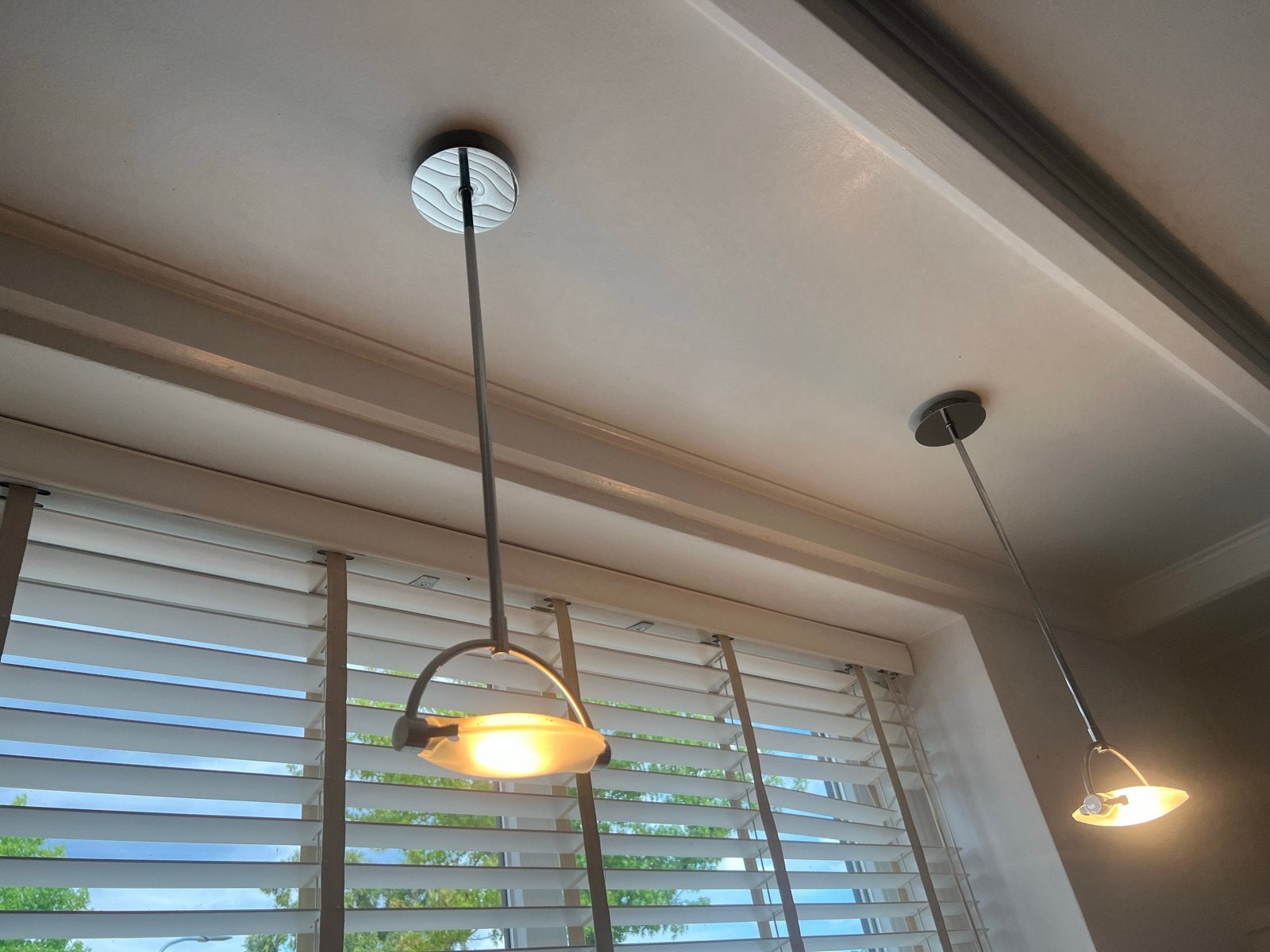 Set van 2 plafondlampen, Ophalen, Zilver, Gebruikt, 16 cm