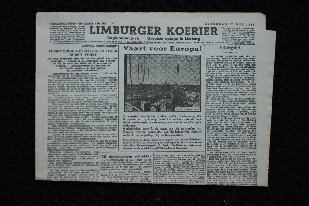 Limburger Koerier 27 mei 1944, Ophalen of Verzenden, Overige soorten, Nederland, Boek of Tijdschrift
