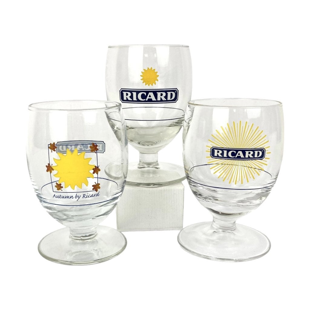 Vintage Ricard ballon Pastis glazen - 3 Stuks, Niet ingevuld, Niet ingevuld, Niet ingevuld