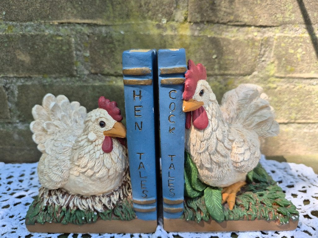boekensteunen kip en haan, Gebruikt, Meerkleurig, Overige materialen, Ophalen of Verzenden