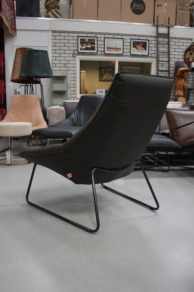 Luxe fauteuil BEAL Jess Design metaal leer donkerbruin (3 x), Ophalen, 75 tot 100 cm, Zo goed als nieuw, 75 tot 100 cm