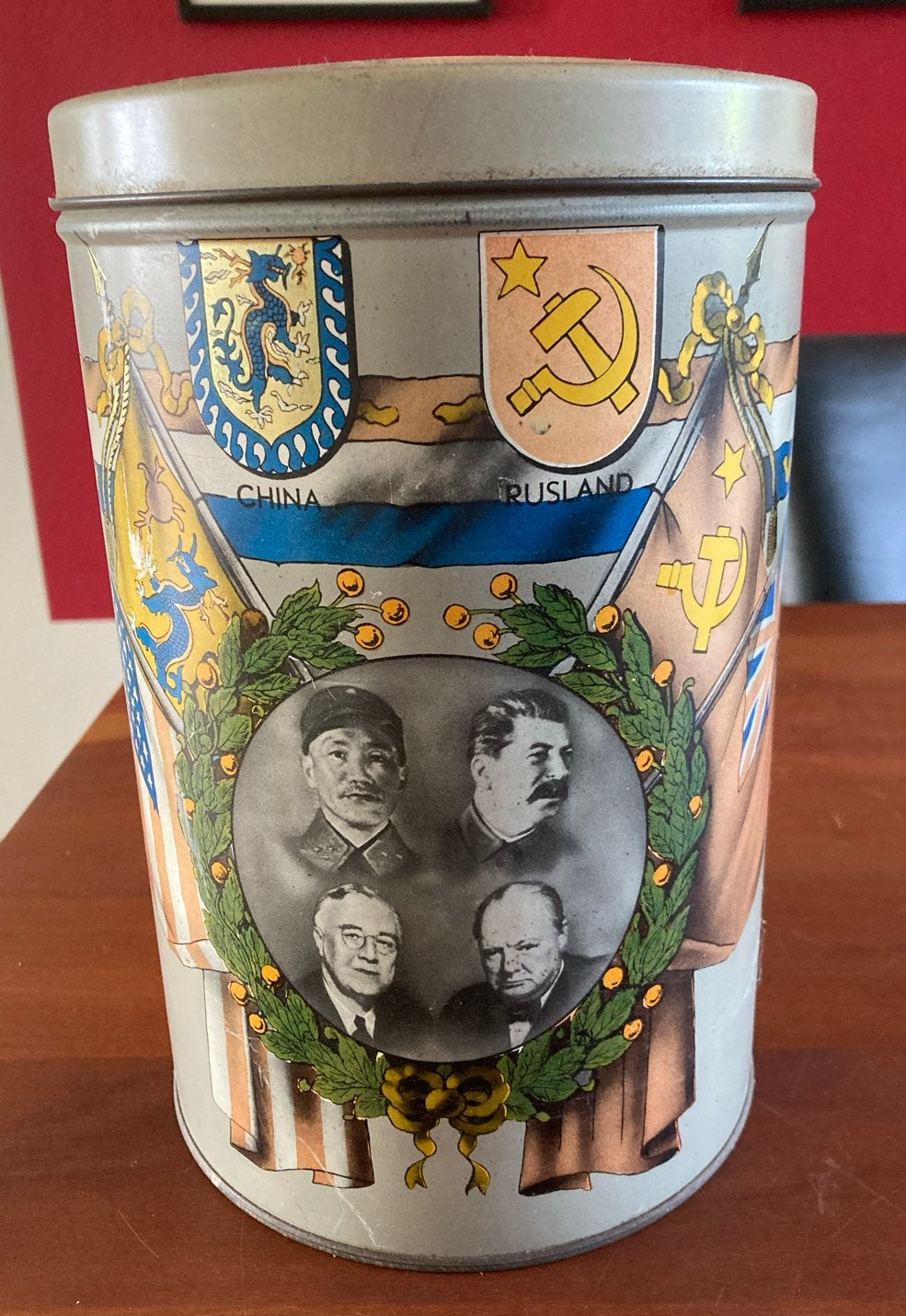 Vintage blik 1945 Geallieerden - Douwe Egberts, Ophalen of Verzenden