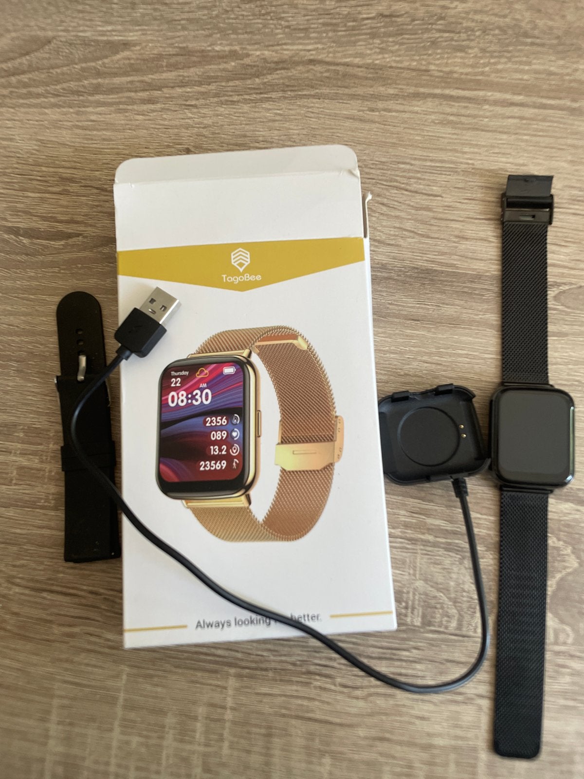 Tegobee TB-L12 Smartwatch Zwart met extra bandje, Hartslag, Zwart, Ophalen of Verzenden, Zo goed als nieuw