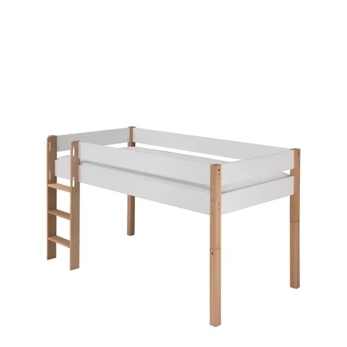 Wit kinderbed met lattenbodem, om te bouwen tot hoogslaper