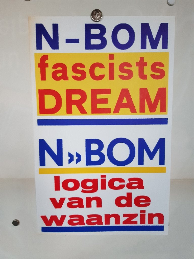 Originele poster Provo Atoombom Protest N-Bom Fascist, Verzenden, A1 t/m A3, Reclame, Rechthoekig Staand