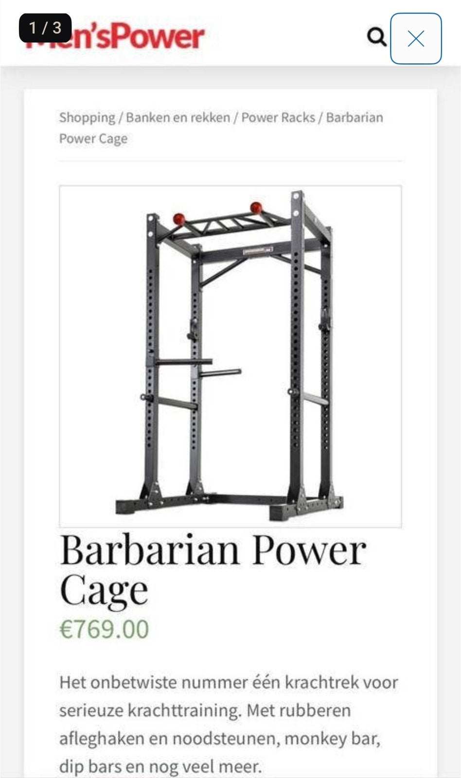 Gym power rack frame 4 pillars, Ophalen, Zo goed als nieuw, Overige typen