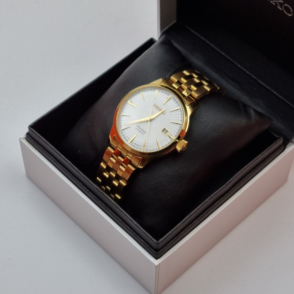 Seiko Presage 4R35-01T0 Horloge Goud | Nieuw in doos, Seiko, Nieuw, Support@seiko.com, 5-11, Akasaka 2-chome
Minato-ku, Tokyo 107-0052
Japan